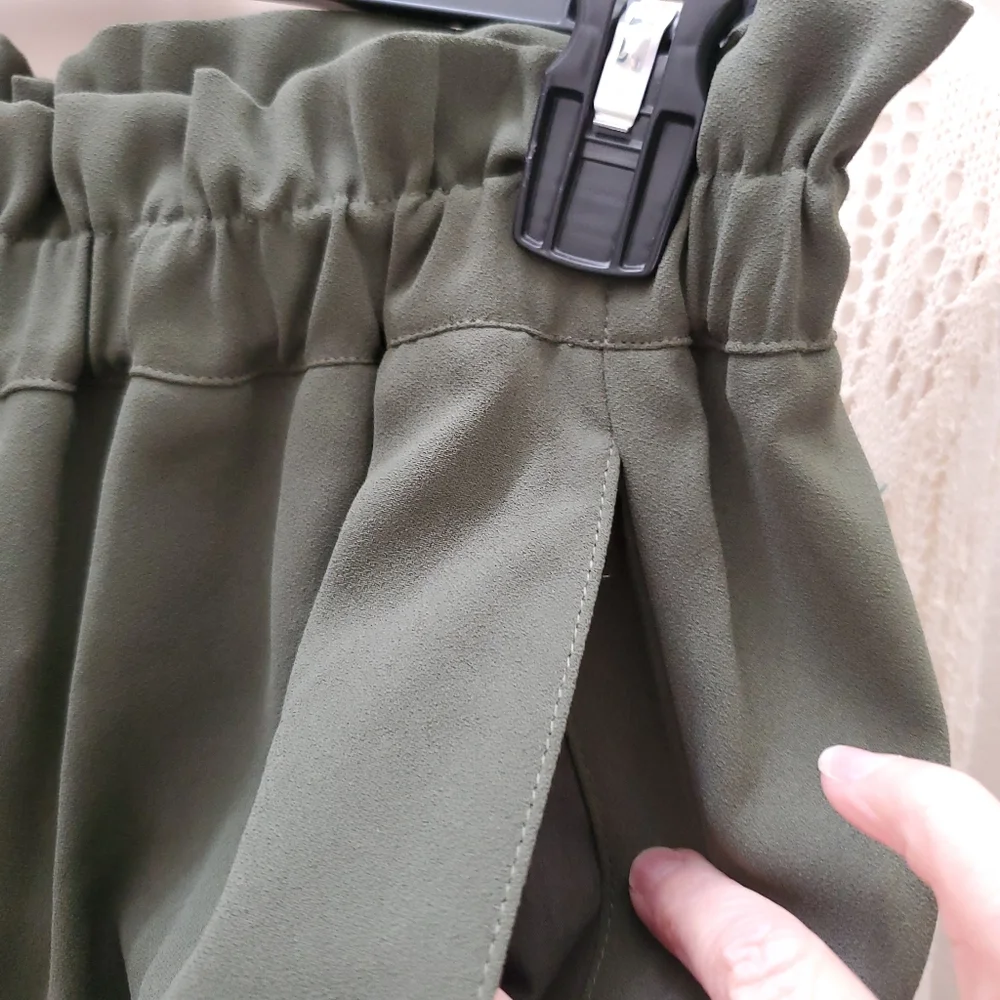 H&M High Waist Women Shorts - Olive Green - Picture 2 of 5